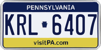 PA license plate KRL6407