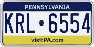 PA license plate KRL6554