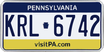 PA license plate KRL6742