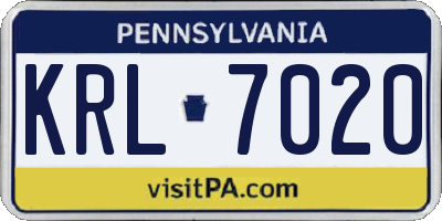 PA license plate KRL7020