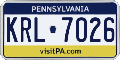 PA license plate KRL7026