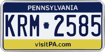 PA license plate KRM2585