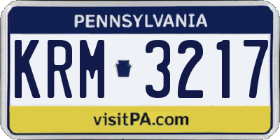PA license plate KRM3217