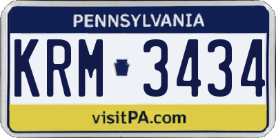 PA license plate KRM3434