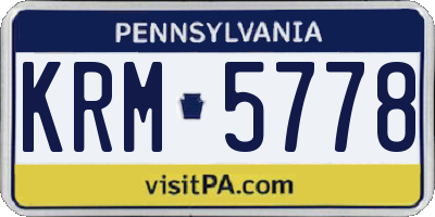 PA license plate KRM5778