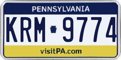 PA license plate KRM9774
