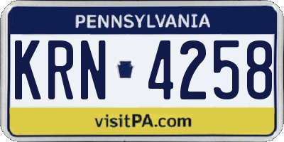 PA license plate KRN4258