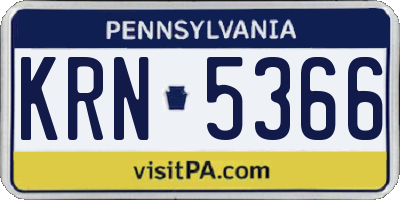 PA license plate KRN5366