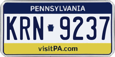 PA license plate KRN9237