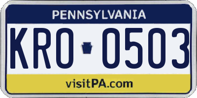 PA license plate KRO0503
