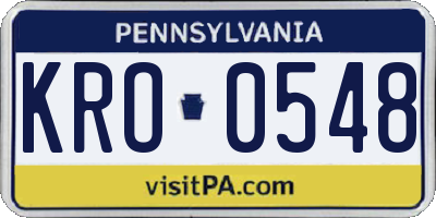 PA license plate KRO0548