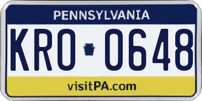 PA license plate KRO0648