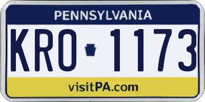 PA license plate KRO1173