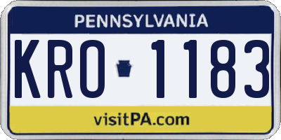 PA license plate KRO1183