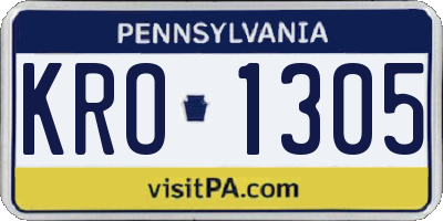 PA license plate KRO1305