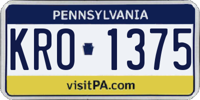 PA license plate KRO1375