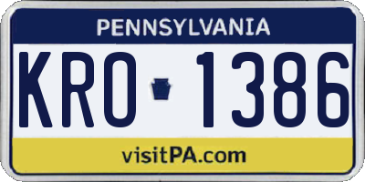 PA license plate KRO1386
