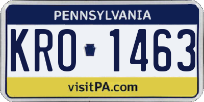 PA license plate KRO1463