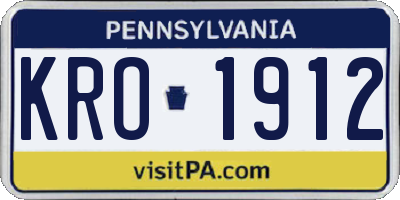 PA license plate KRO1912