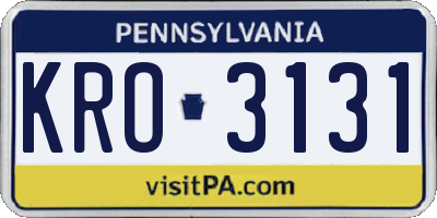 PA license plate KRO3131