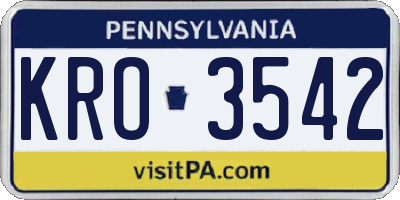 PA license plate KRO3542