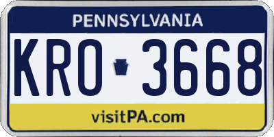 PA license plate KRO3668