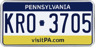 PA license plate KRO3705