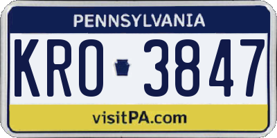 PA license plate KRO3847