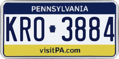 PA license plate KRO3884