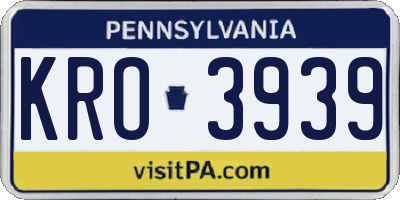 PA license plate KRO3939