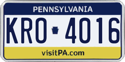 PA license plate KRO4016