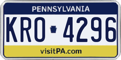 PA license plate KRO4296
