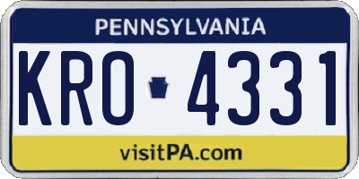 PA license plate KRO4331