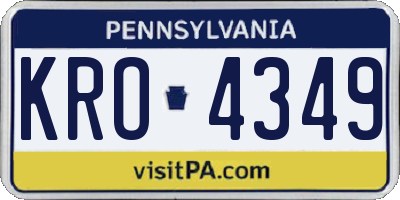 PA license plate KRO4349