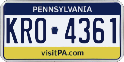 PA license plate KRO4361
