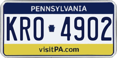 PA license plate KRO4902