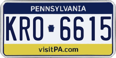 PA license plate KRO6615