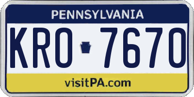 PA license plate KRO7670