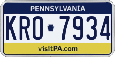 PA license plate KRO7934