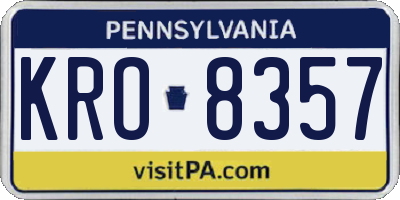 PA license plate KRO8357