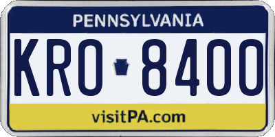 PA license plate KRO8400