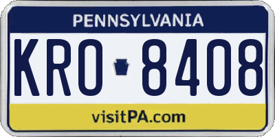 PA license plate KRO8408