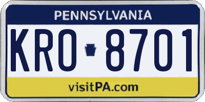 PA license plate KRO8701