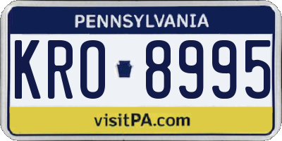 PA license plate KRO8995