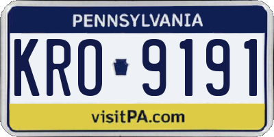 PA license plate KRO9191