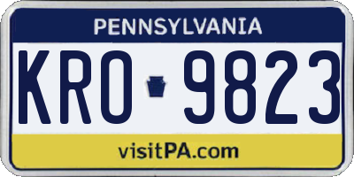 PA license plate KRO9823