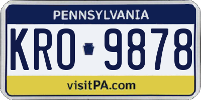 PA license plate KRO9878