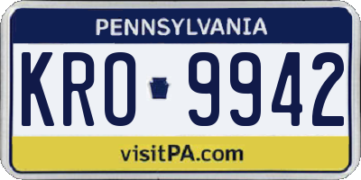 PA license plate KRO9942