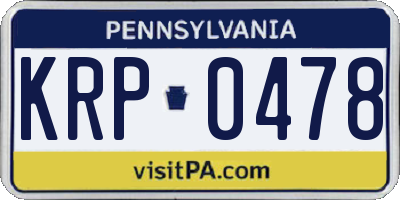 PA license plate KRP0478