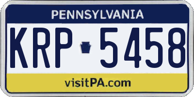 PA license plate KRP5458